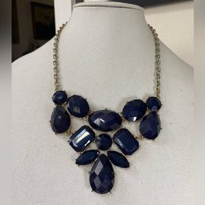 Navy blue faceted bead statement necklace